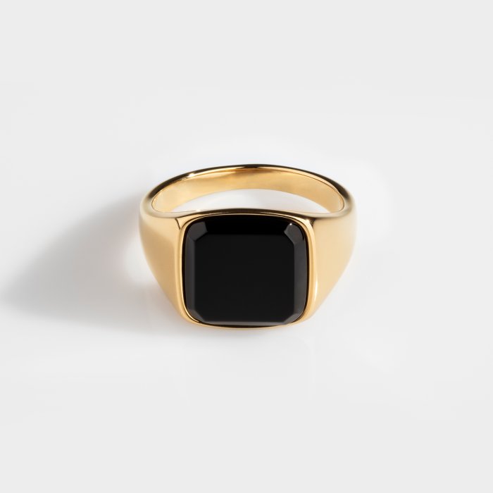 Black Onyx Signature - Guldtonet ring