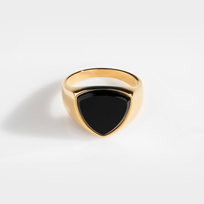 Black Onyx Polygon Signature - Guldtonet ring