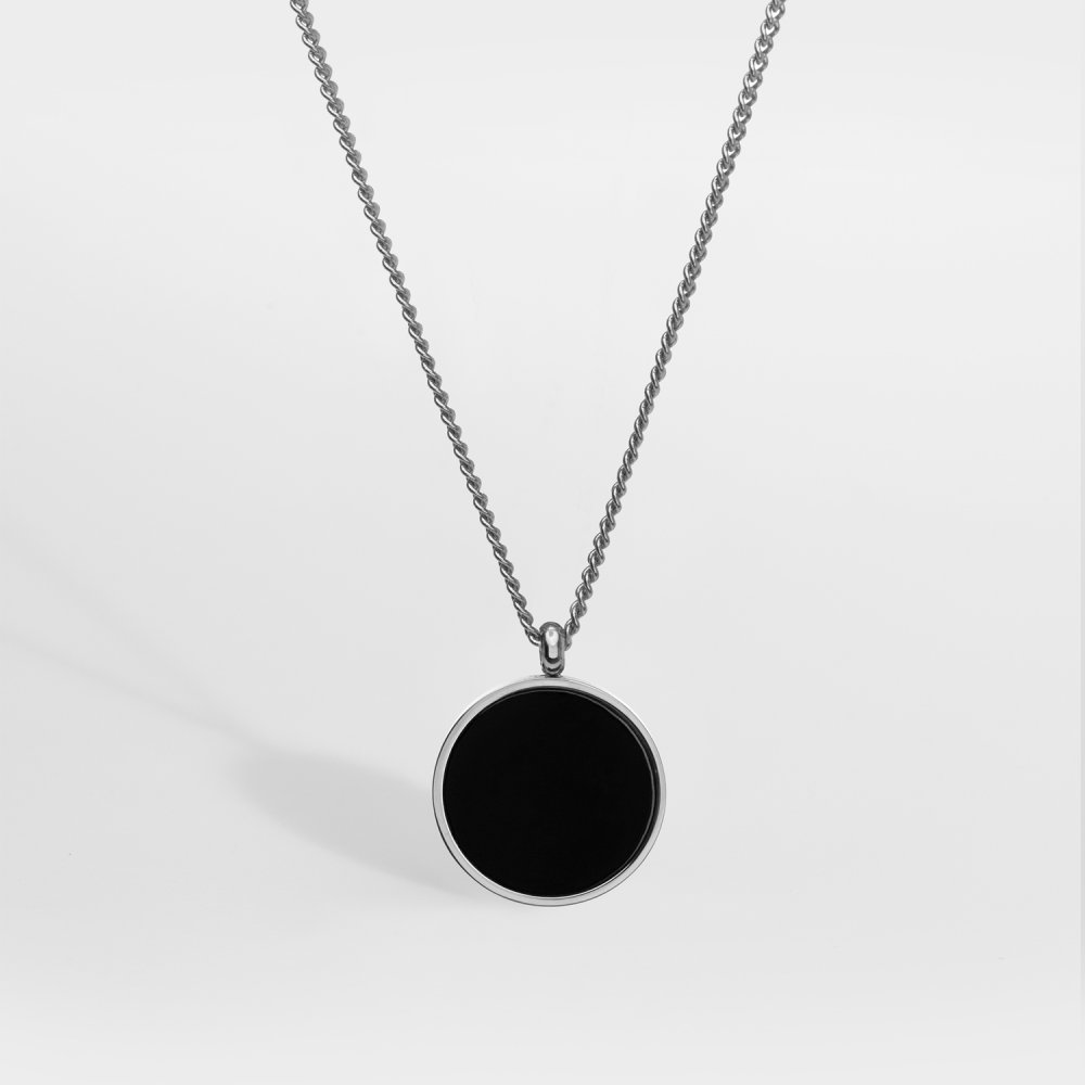 NL Black Onyx halskæde - Sølvtonet