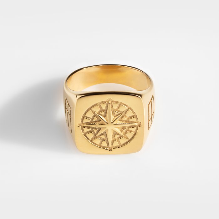 Compass Oversize Signature - Guldtonet ring